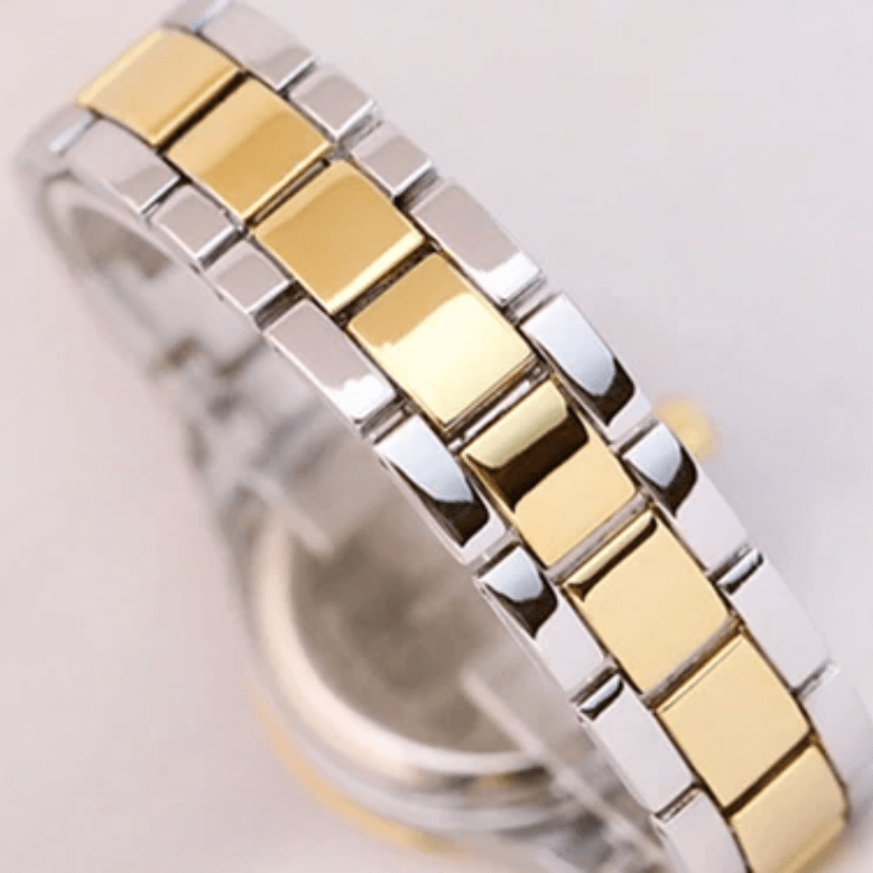 Relógio Feminino Zirco + Pulseira de BRINDE Relógio Prata com Dourado